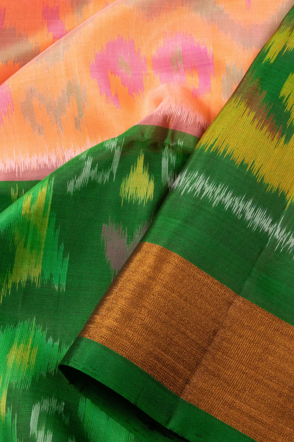 Peach Handloom Ikat Kanjivaram Silk Saree 10070722