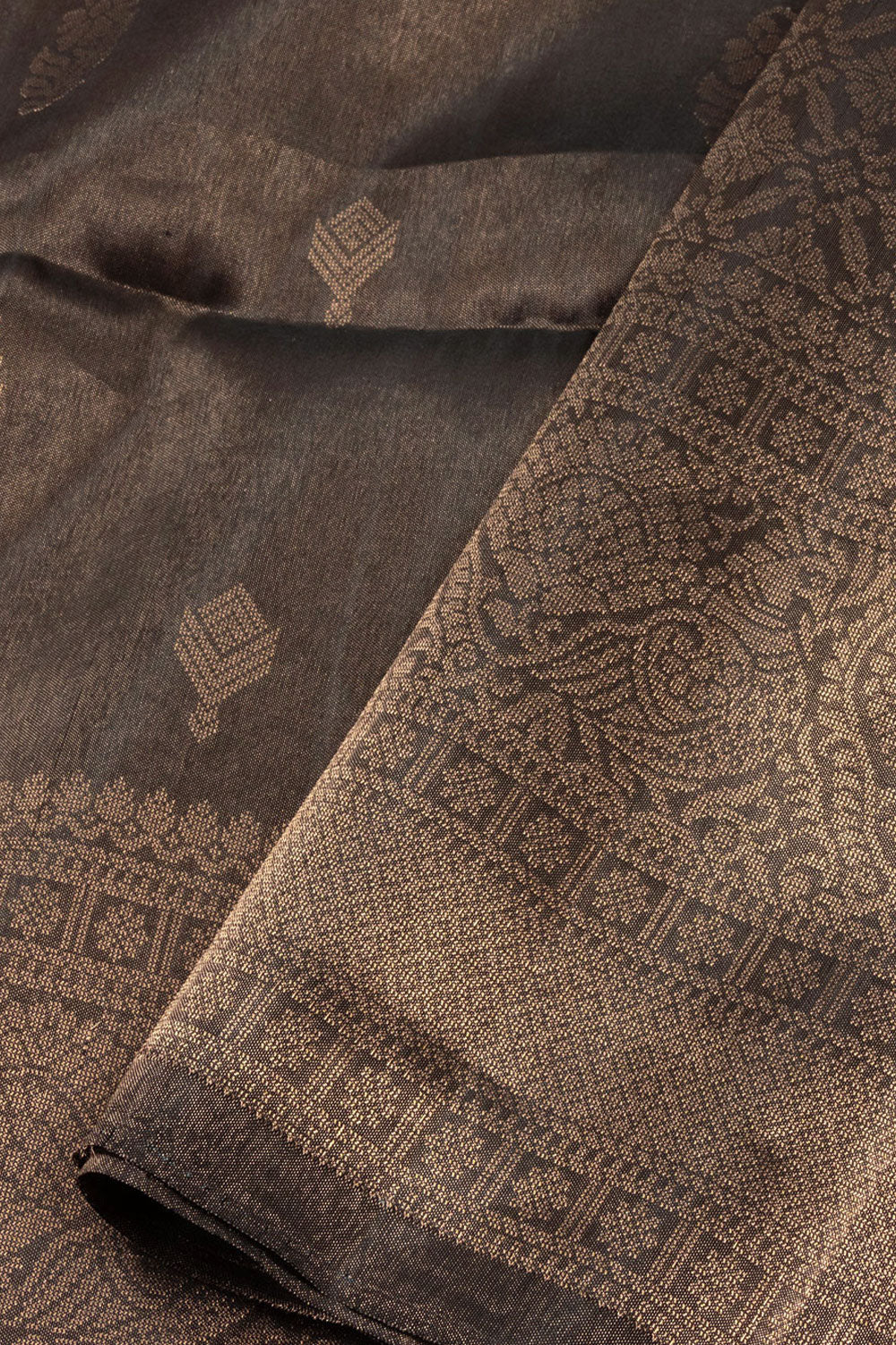 Dark Brown Handloom Kanjivaram Soft Silk Saree 10073915