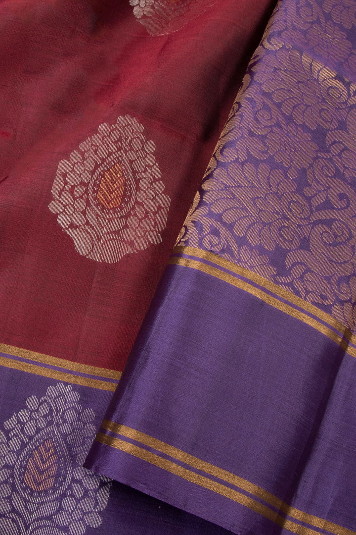 Maroon Handloom Kanjivaram Soft Silk Saree 10073925