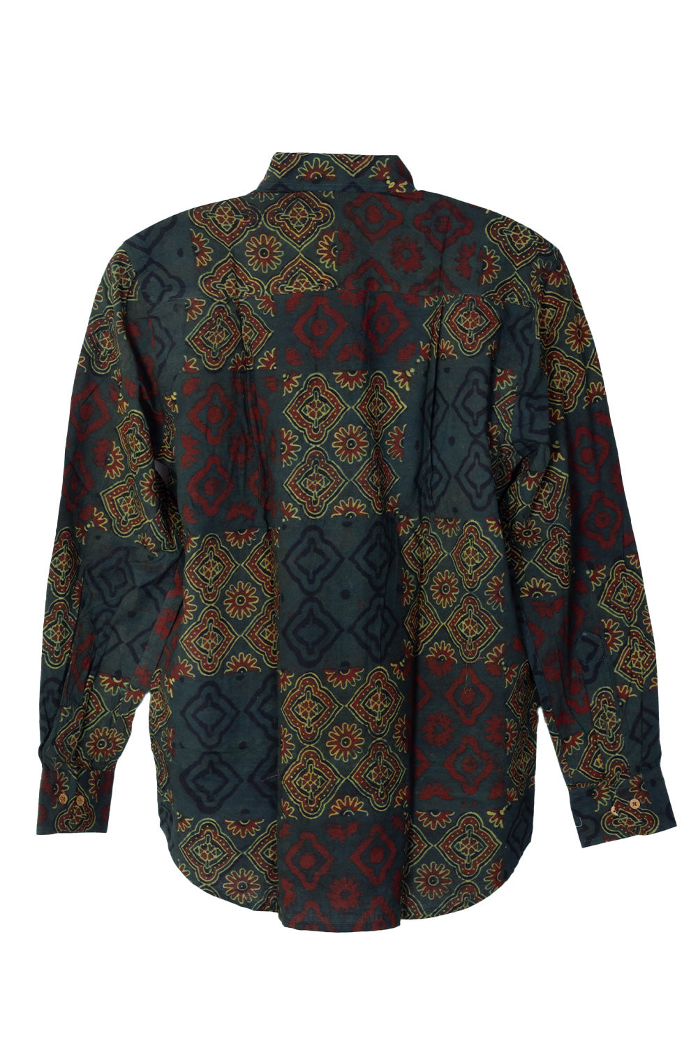 Green Full Sleeve Ajrakh Printed Cotton Mens Shirt 10073165