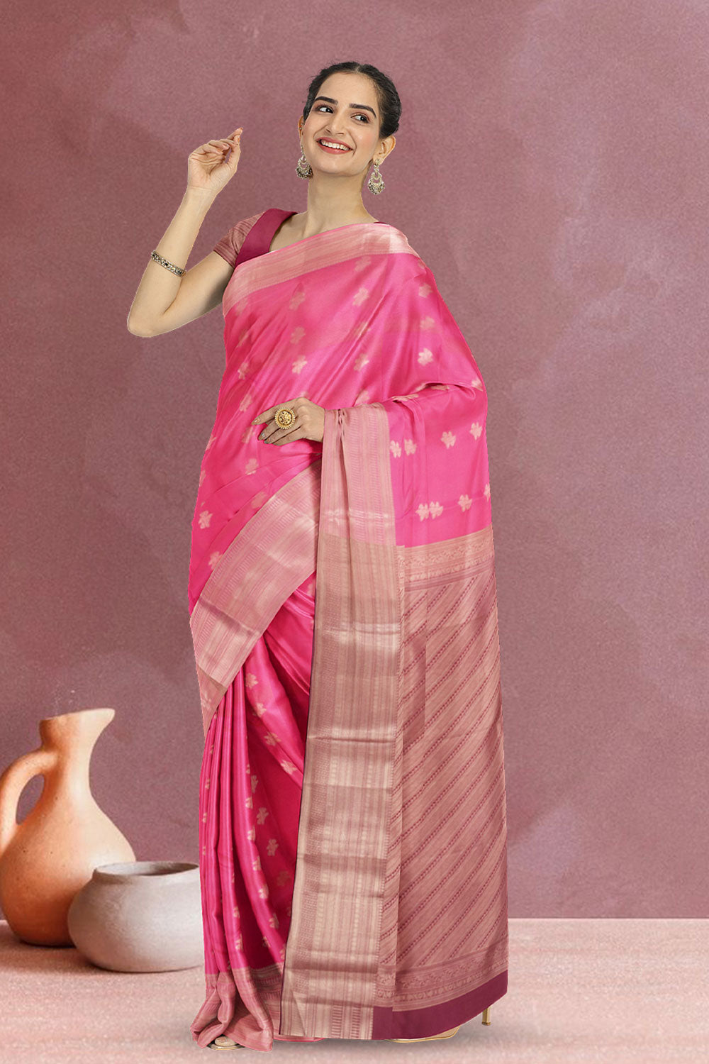 Pink Handloom Kanjivaram Silk Saree 10073839