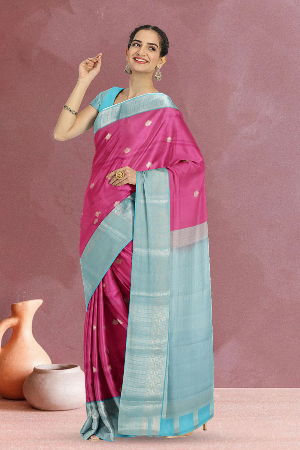 Pink Handloom Kanjivaram Silk Saree 10073833