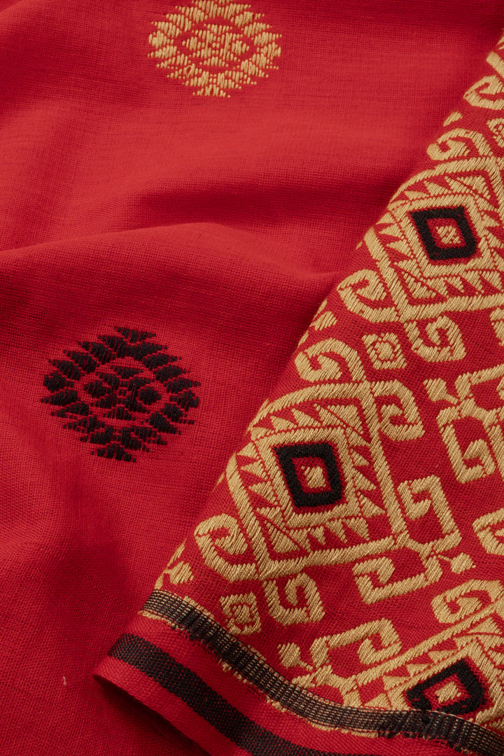 Red Handloom Assam Cotton Saree - Avishya