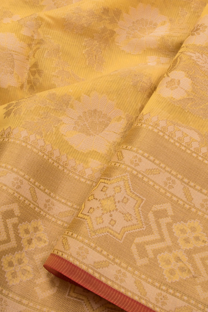 Yellow Handloom Banarasi Silk Cotton Saree 10070510