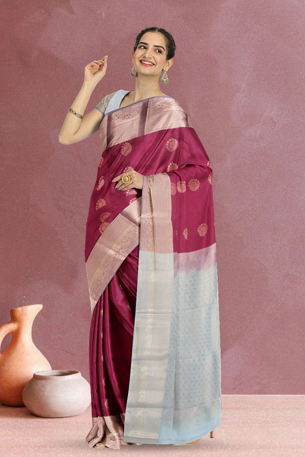 Maroon Handloom Kanjivaram Silk Saree 10073827