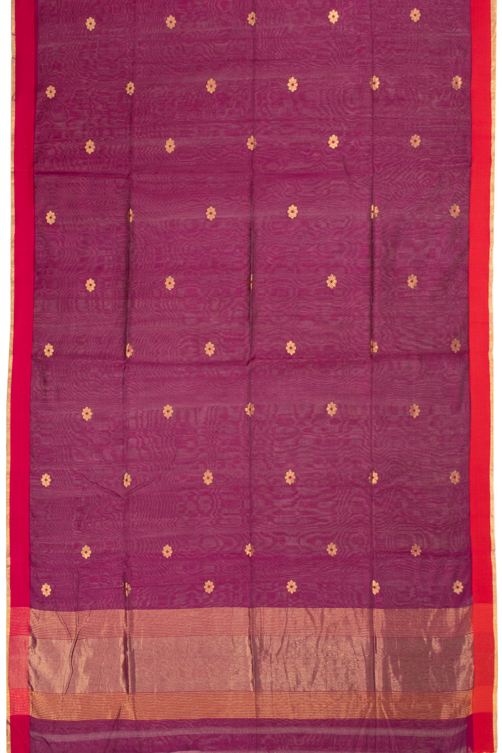 Magenta Chanderi Silk Cotton Saree With Ganga Jamuna Border