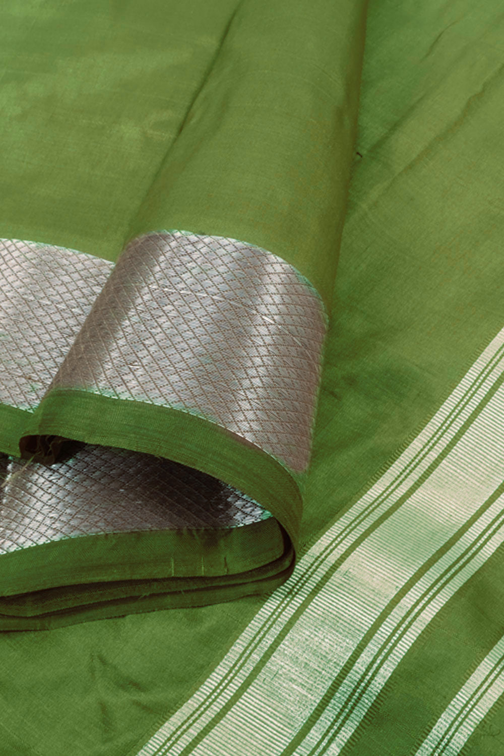 Olive Green Kanchipuram Silk 9x5 Dhoti 10059822