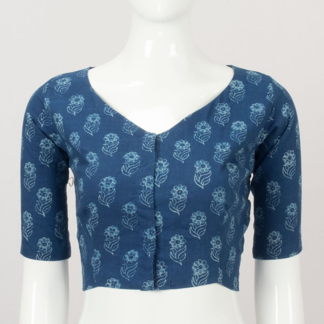 Blue Hand Block Printed Cotton Blouse - Avishya