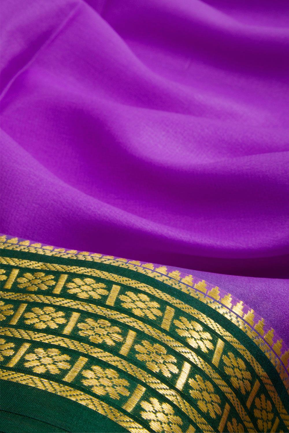 Rich Lilac Purple Mysore Crepe Silk Saree 10062322