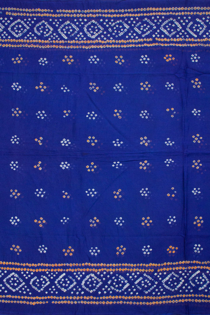 Royal Blue Handcrafted Bandhani Mulmul Cotton Saree 10062531