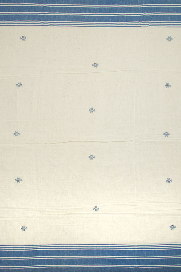 White Handloom Bhujodi Kala Cotton Saree 10062746