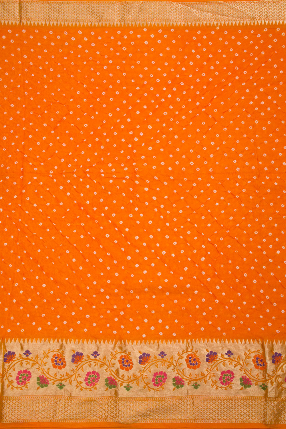 Pumpkin Orange Kanjivaram Pure Silk Bandhani Saree 10062797