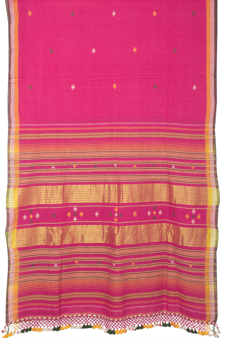 Red Handloom Bhujodi Kala Cotton Saree - Avishya