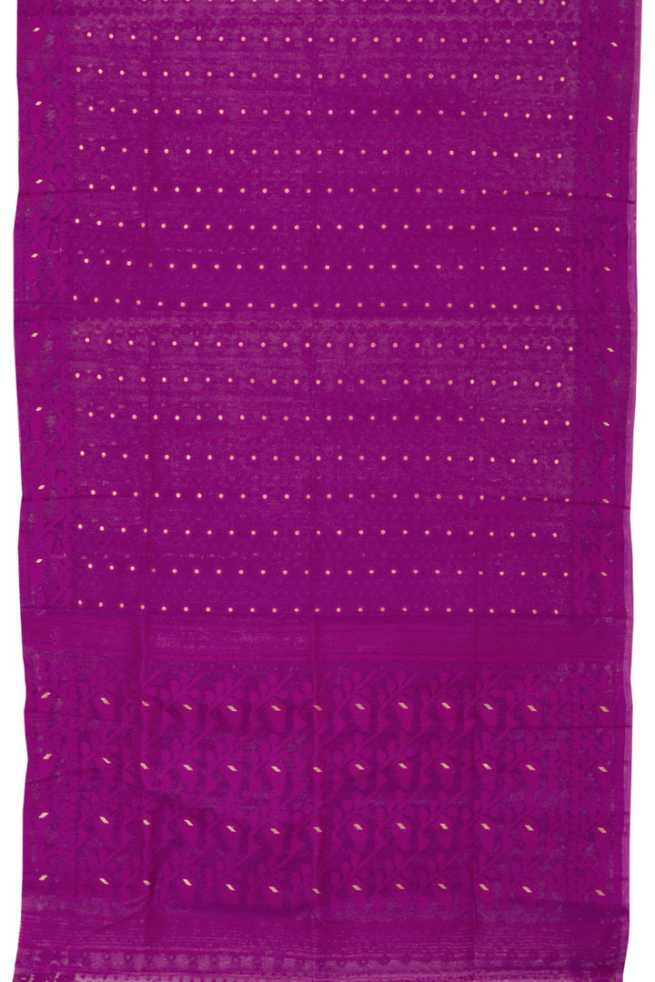 Violet Handloom Jamdani Style Jamdani Cotton Saree 10064009