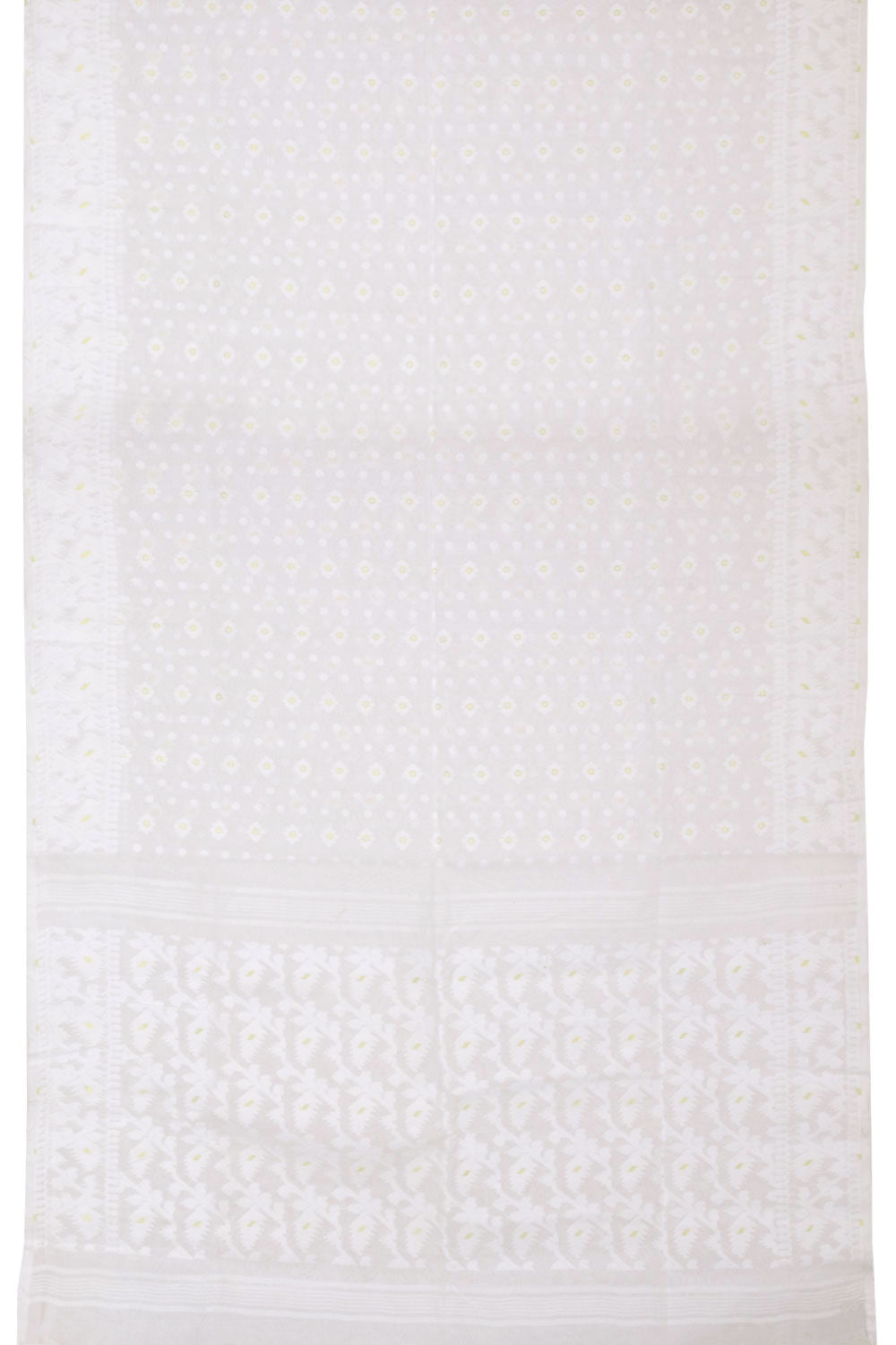 White Handloom Jamdani Style Jamdani Cotton Saree 10064015