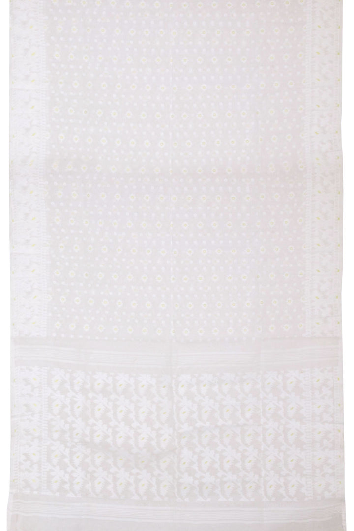 White Handloom Jamdani Style Jamdani Cotton Saree 10064015