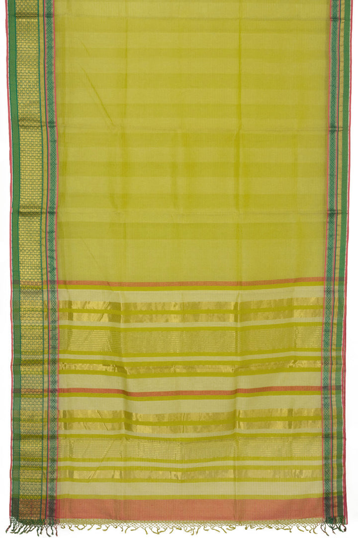 Green Handloom Maheshwari Silk Cotton Saree - Avishya.com 