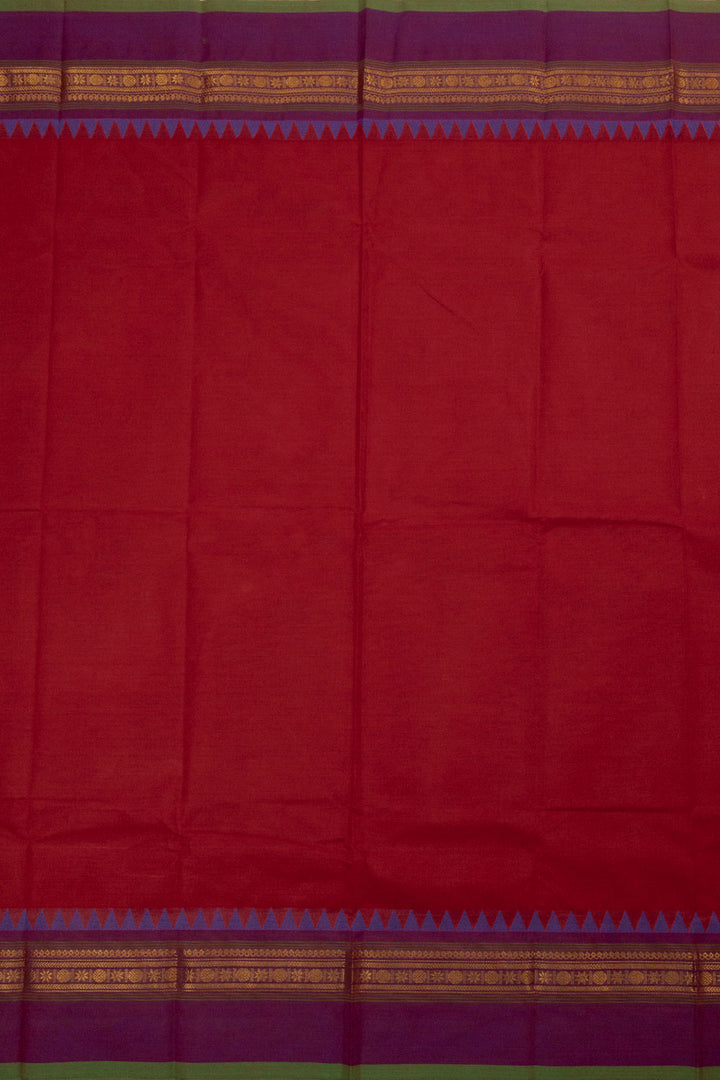 Red Handloom Chettinad Cotton Saree - Avishya