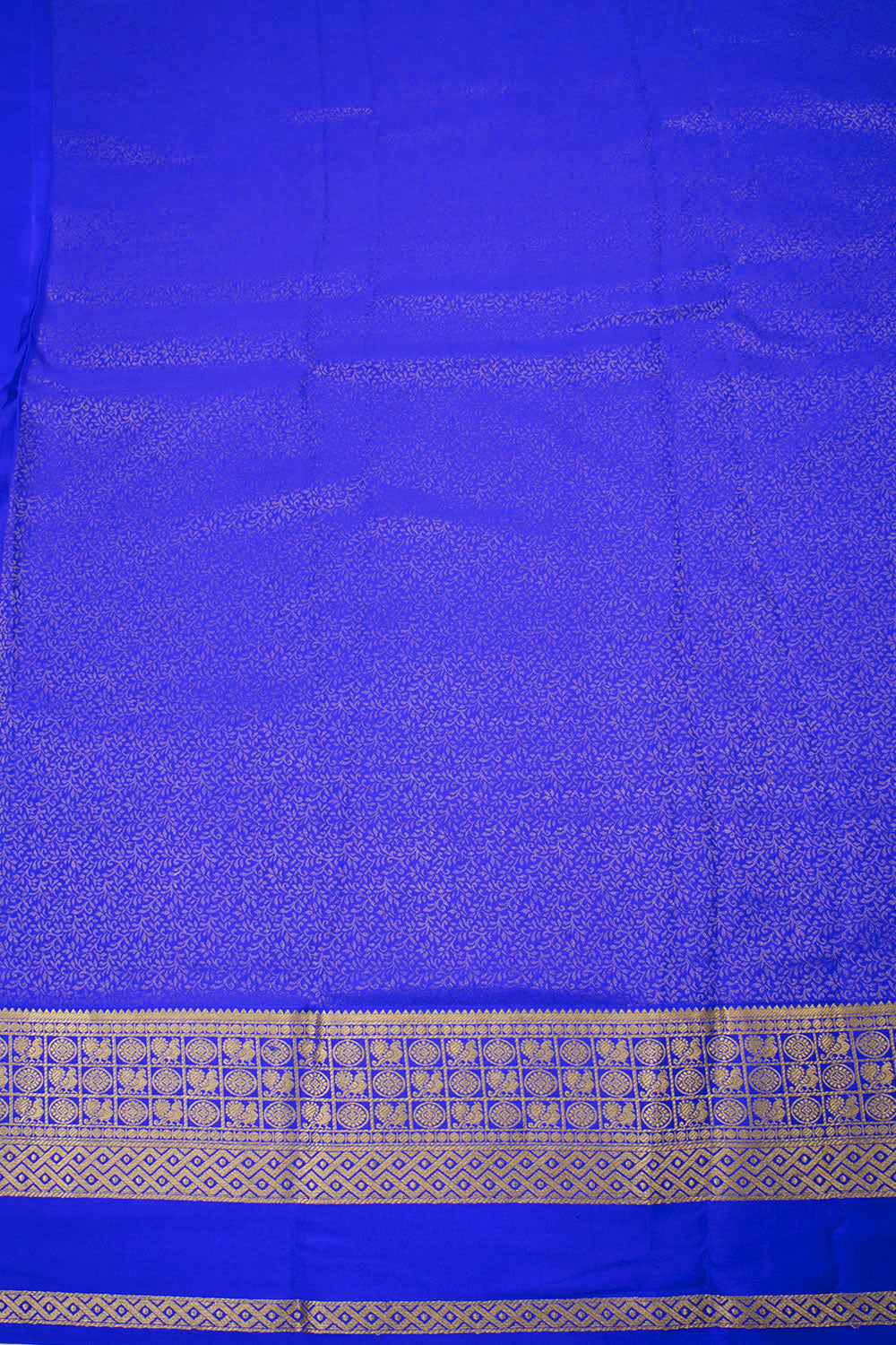 Peach with Blue Mysore Crepe Silk Saree - 10064321