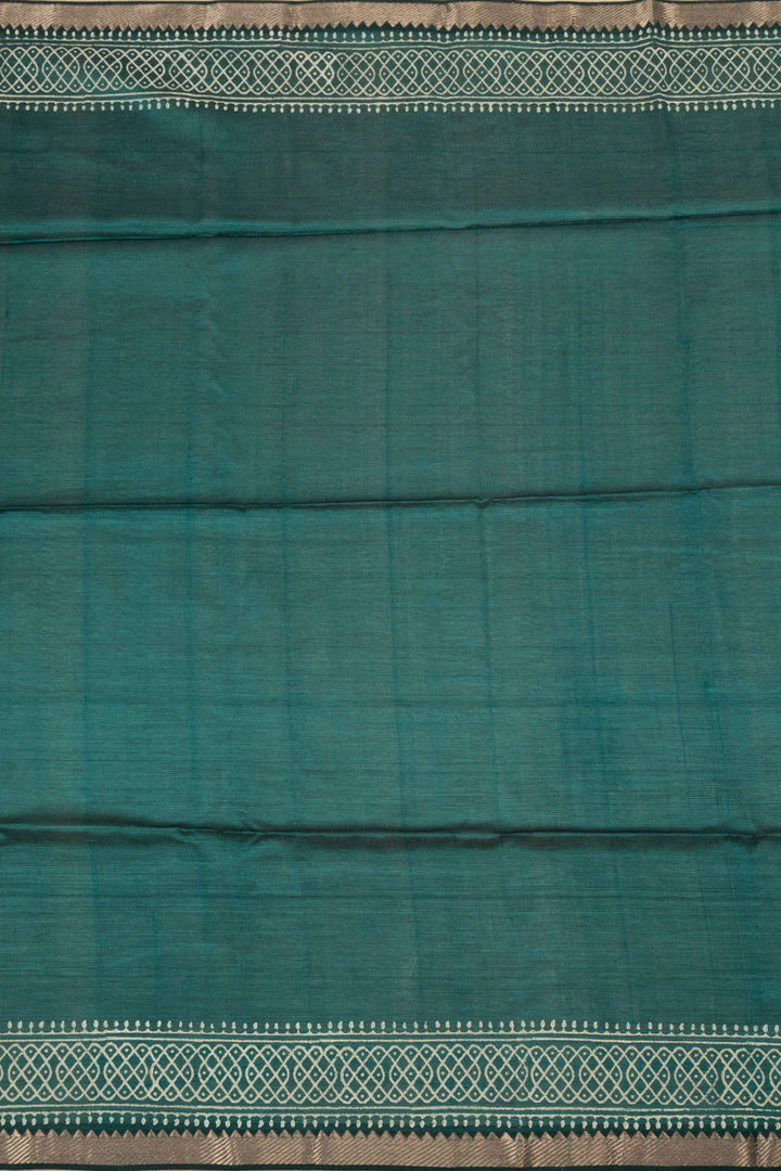 Teal Green Handloom Mangalgiri Silk Cotton Saree 10064482