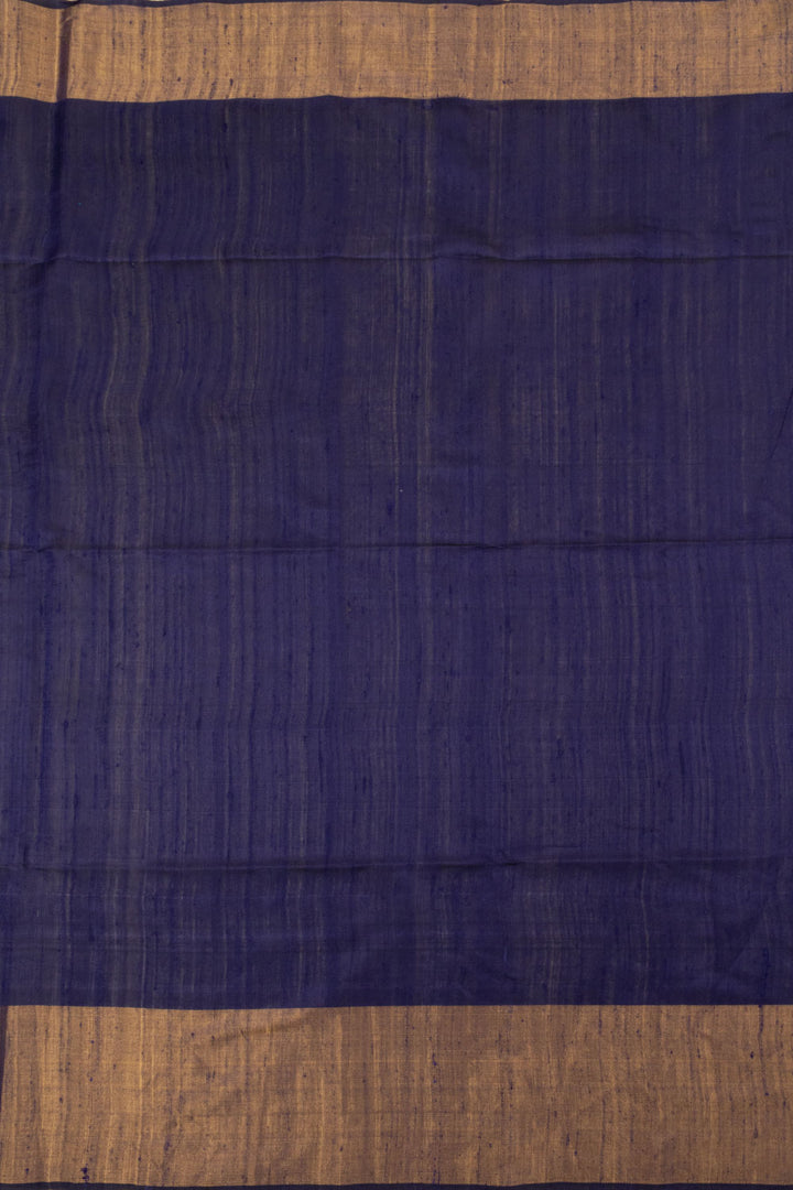 Peacock Blue Handloom Tussar Raw Silk Saree  - Avishya