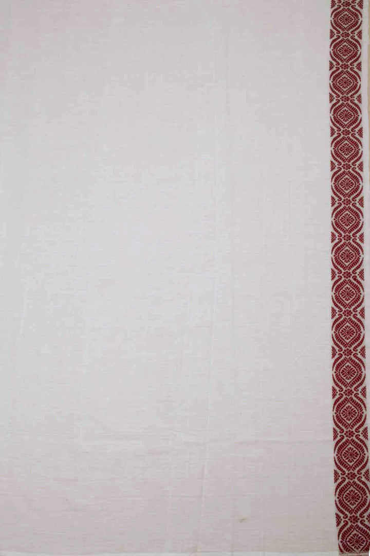 White Handloom Assam Cotton Saree - Avishya