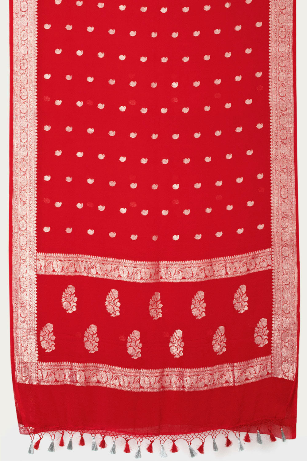 Red Handloom Khaddi Banarasi Chiffon Saree - Avishya