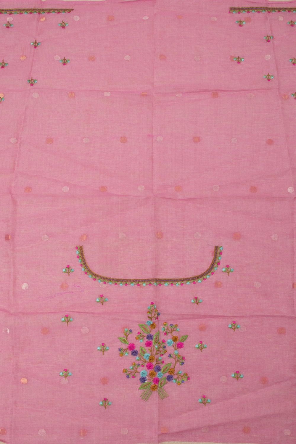 Pink Embroidered Linen Silk Saree - Avishya