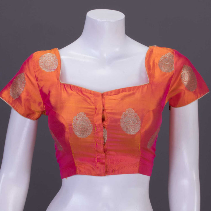 Orange Shot Pink Banarasi Silk Blouse