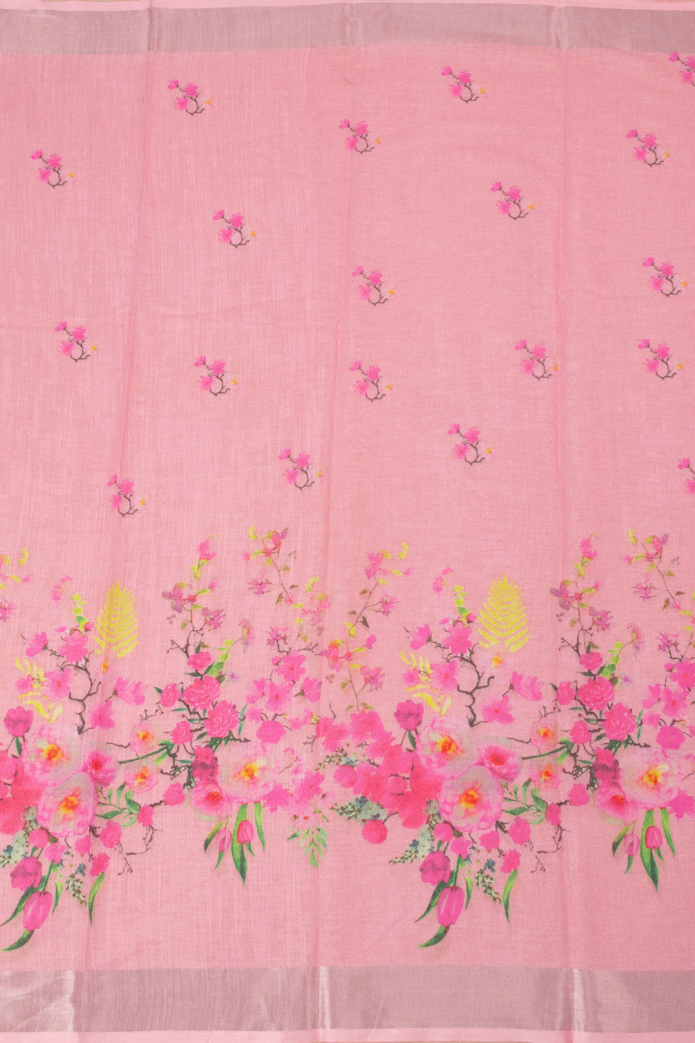 Pink Digital Printed Linen Saree - Avishya