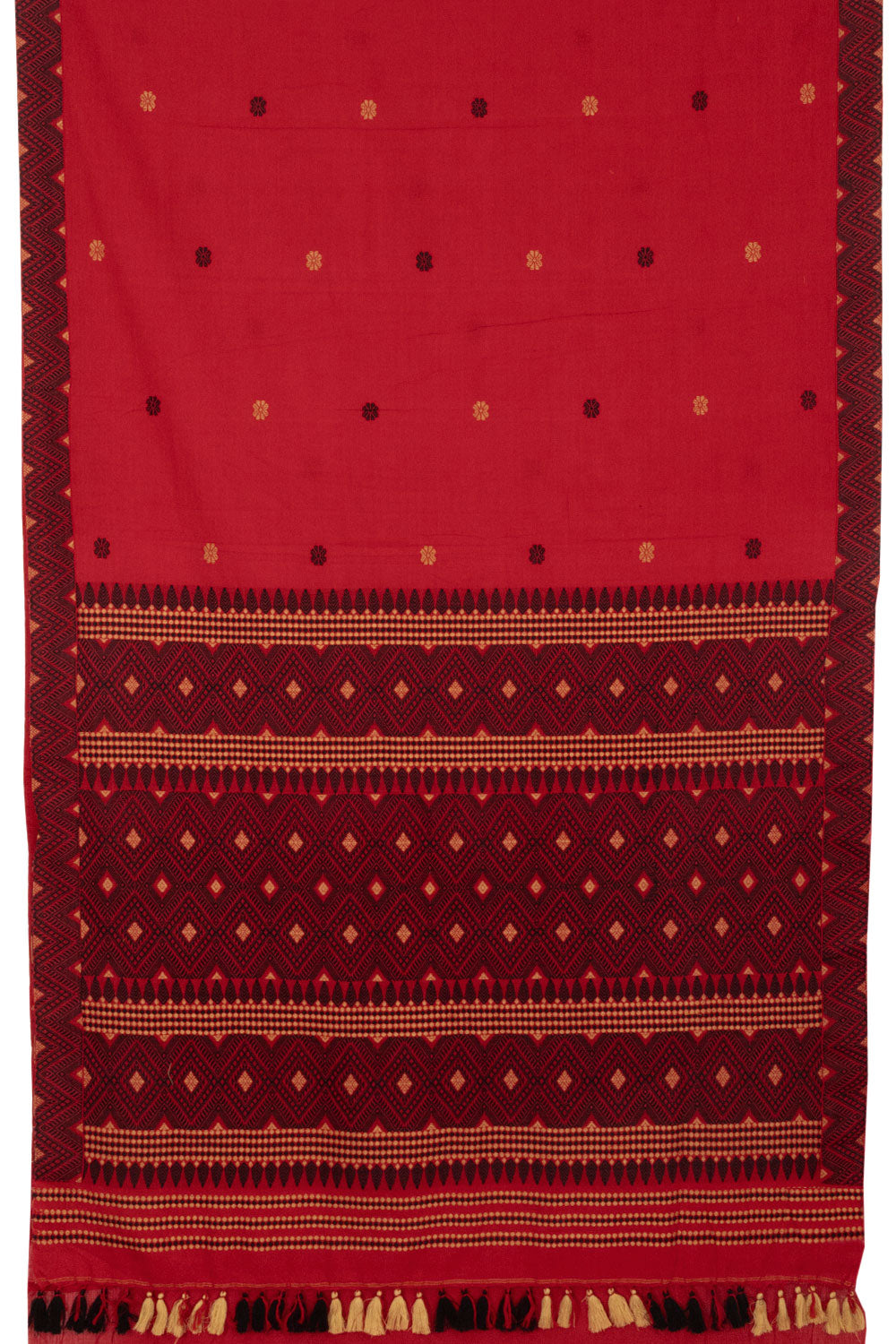 Venetian Red Handloom Assam Cotton Saree - Avishya