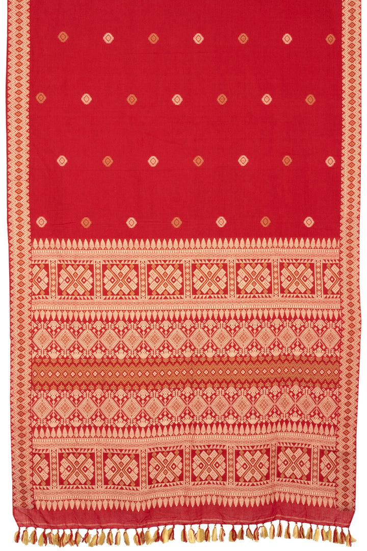 Red Handloom Assam Cotton Saree - Avishya