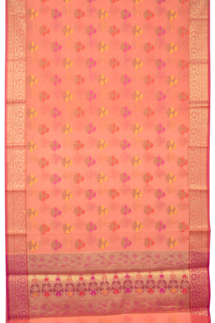 Peach Handloom Banarasi Cotton Saree - Avishya