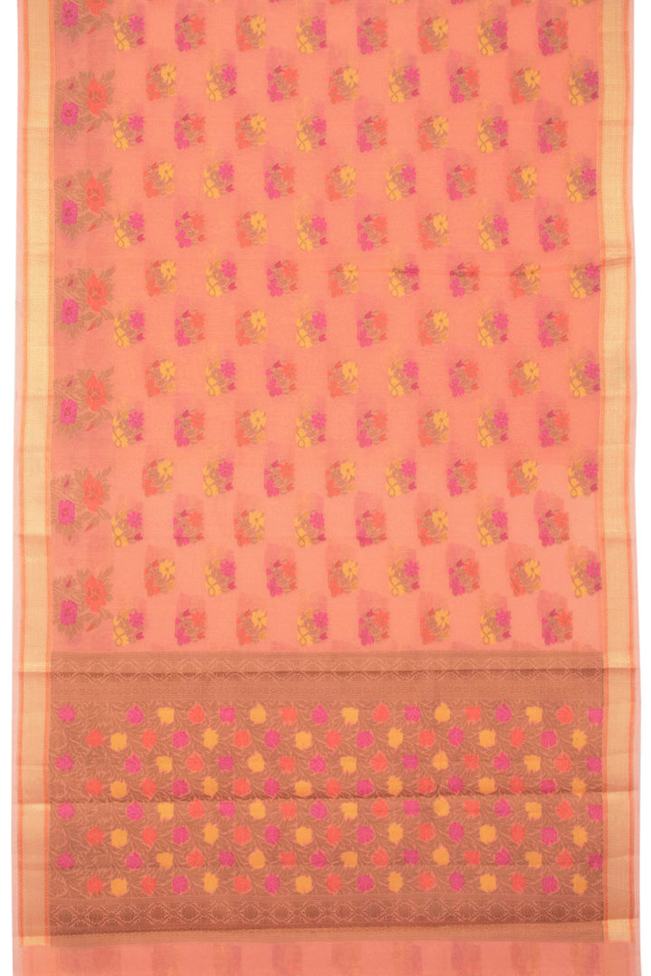 Peach Handloom Banarasi Cotton Saree - Avishya