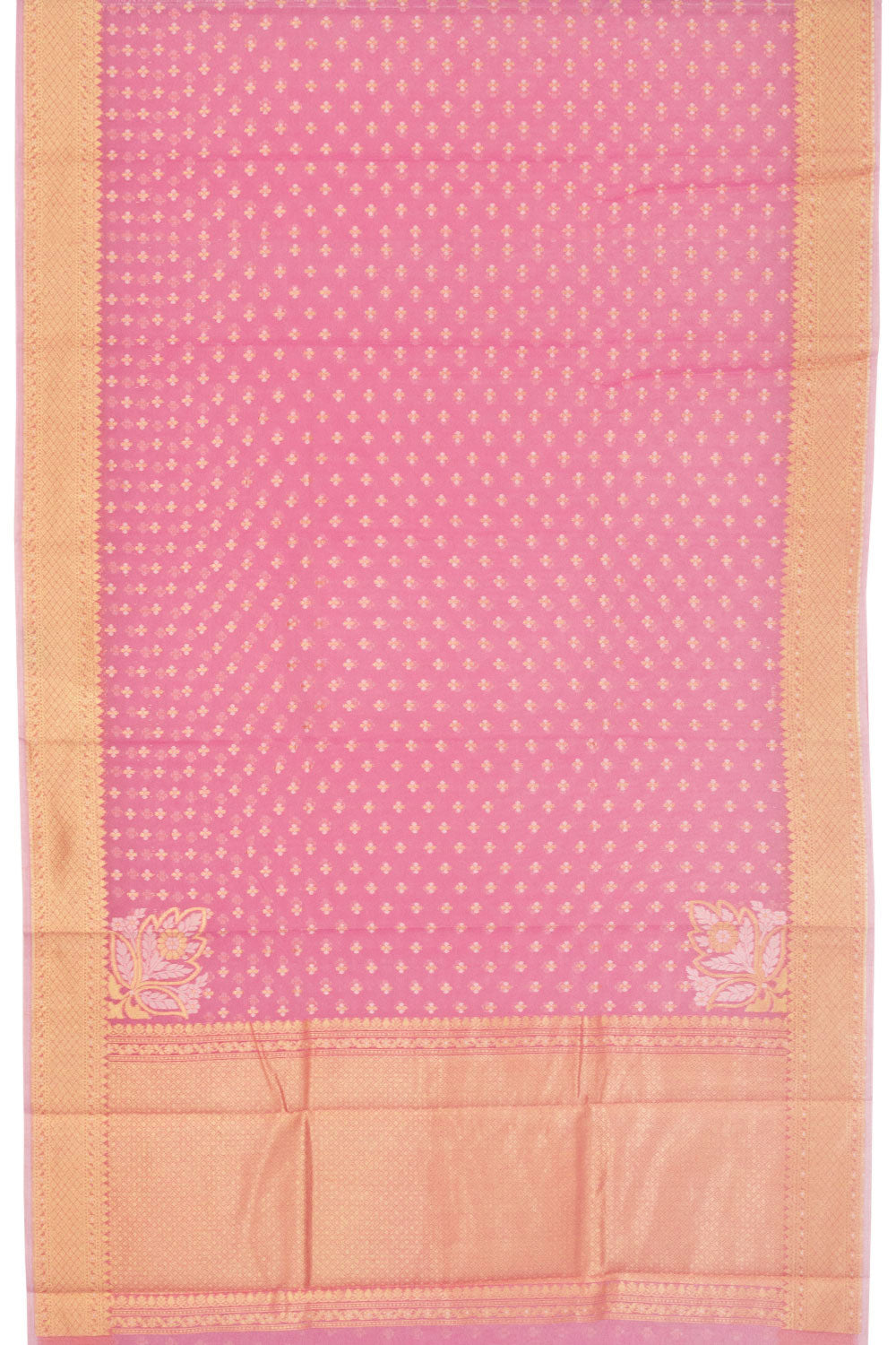 Peach Pink Handloom Banarasi Cotton Saree - Avishya