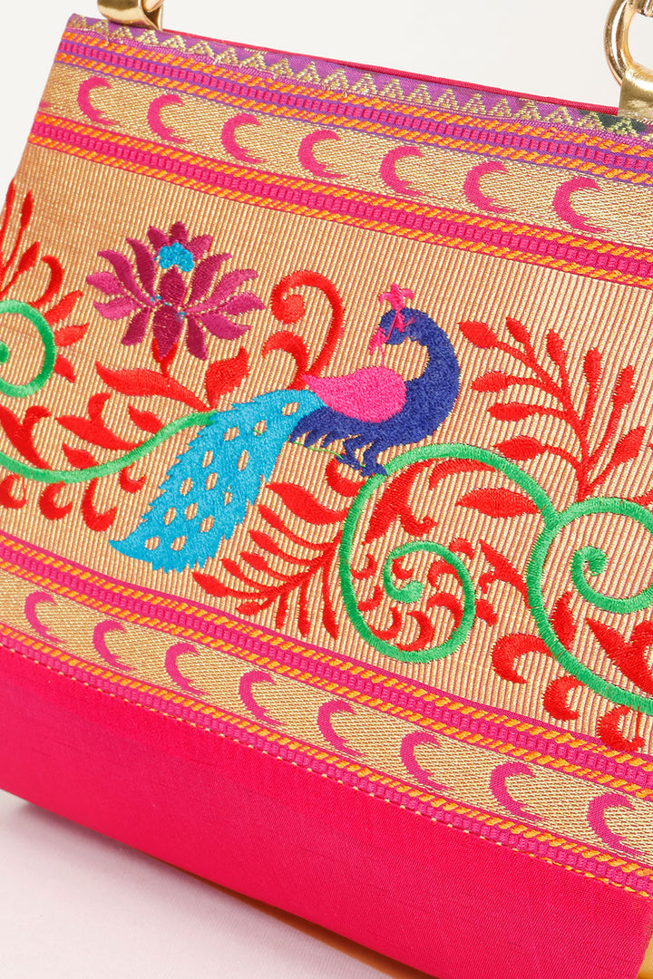 Pink Handcrafted Pathani Potli Bag - Avishya