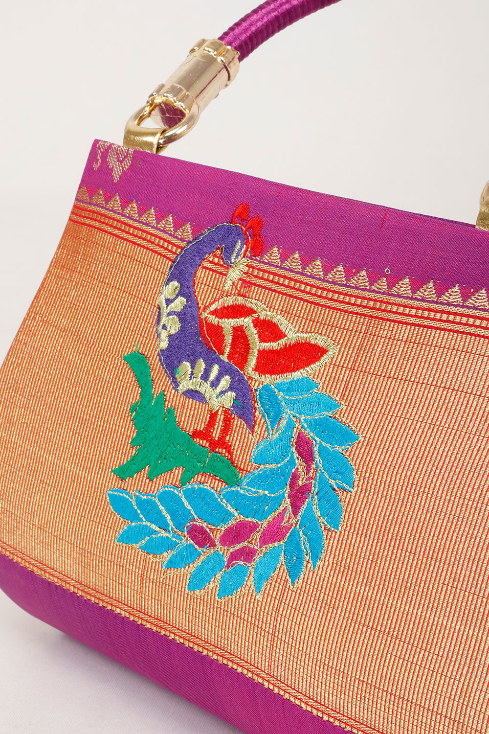 Purple Handcrafted Paithani Potli Bag - Avishya