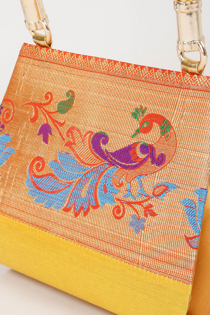 Yellow Handcrafted Paithani Potli Bag - Avishya