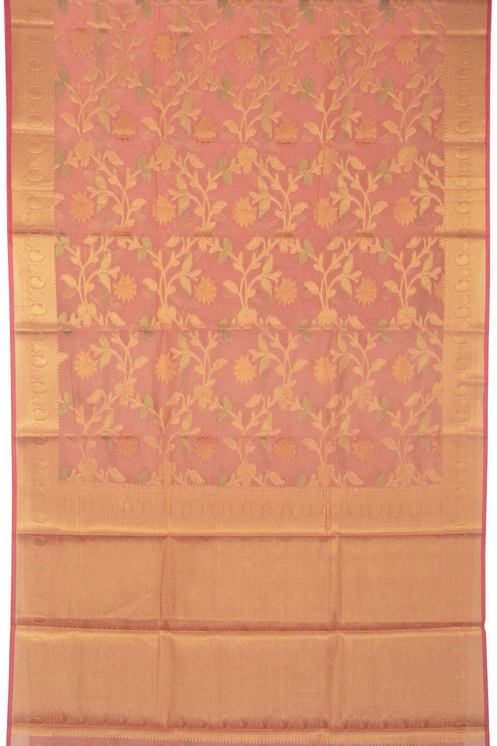 Salmon Pink Handloom Banarasi Cotton Saree - Avishya