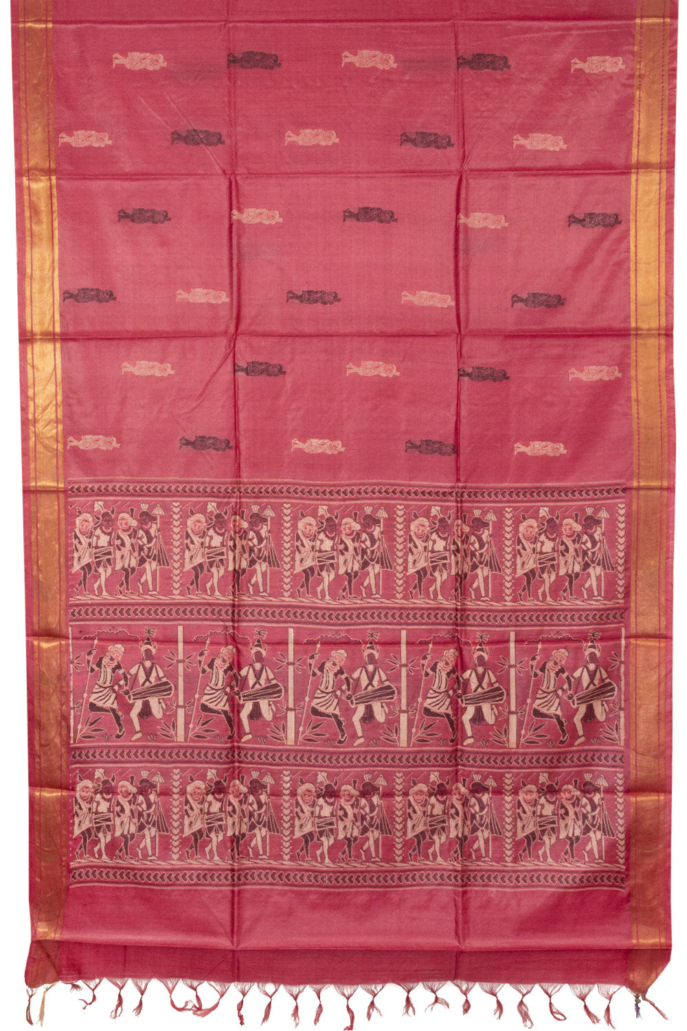 Red Handloom Embroidered Kosa Silk saree - Avishya