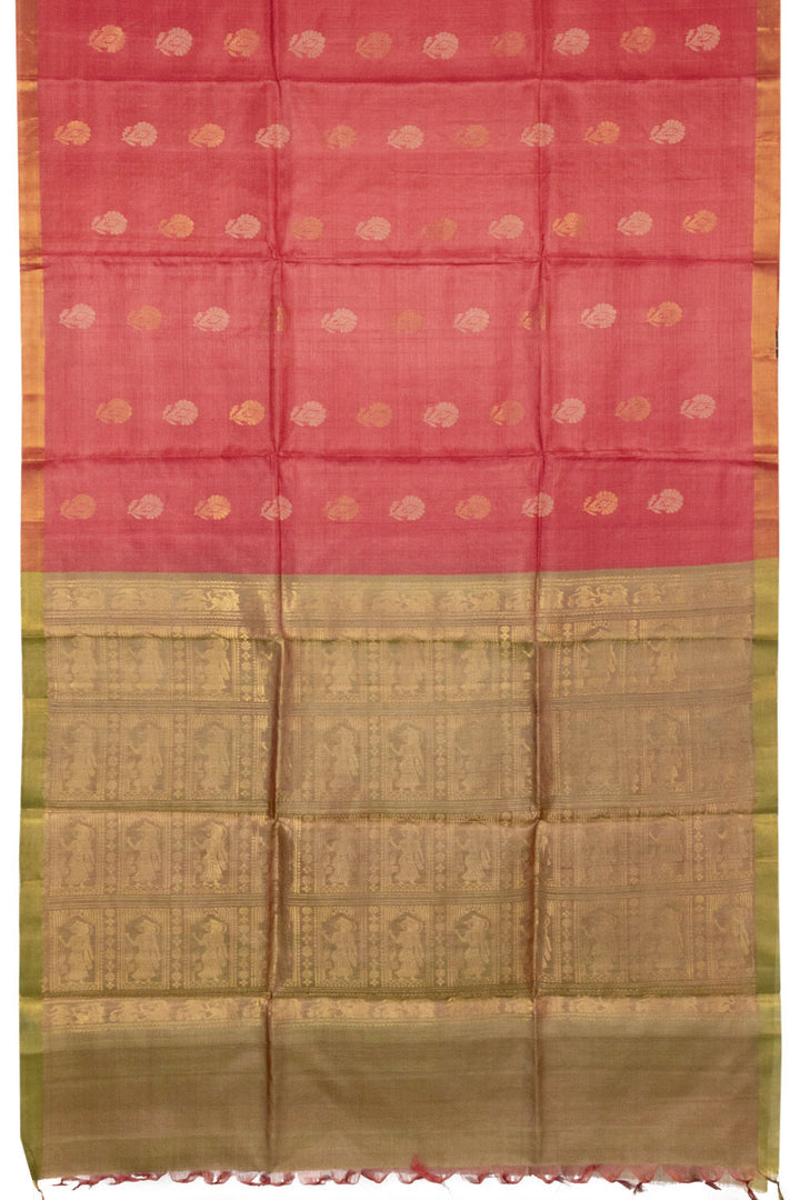 Red Embroidered Kosa Silk saree - Avishya