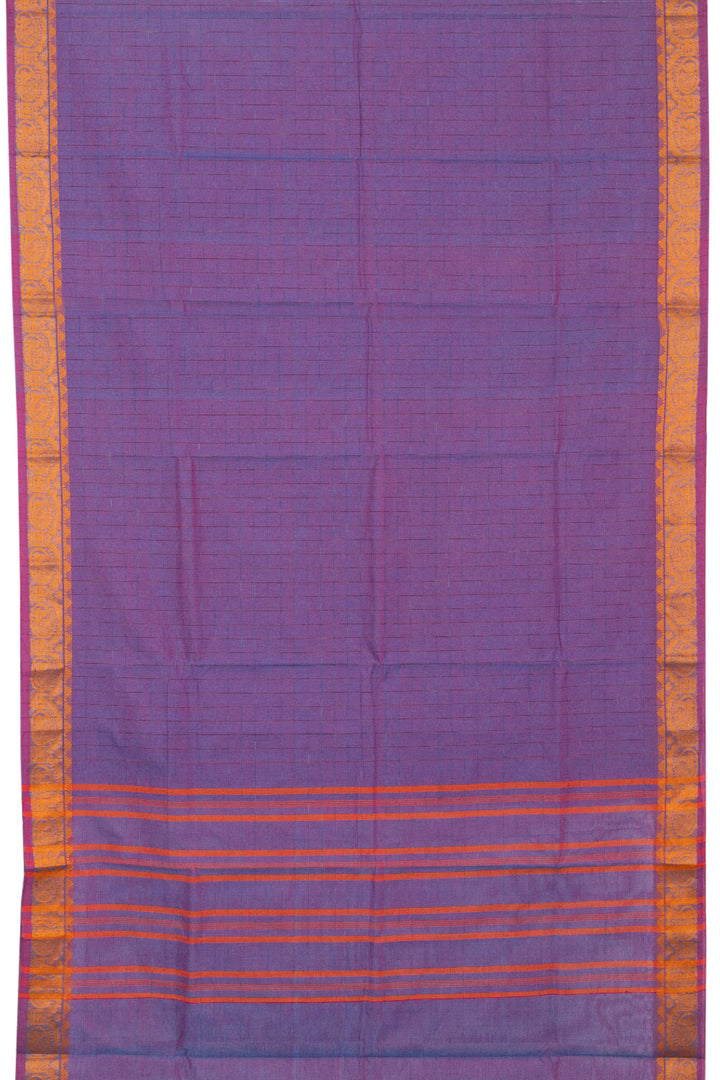 Purple Handloom Chettinad Cotton Saree - Avishya