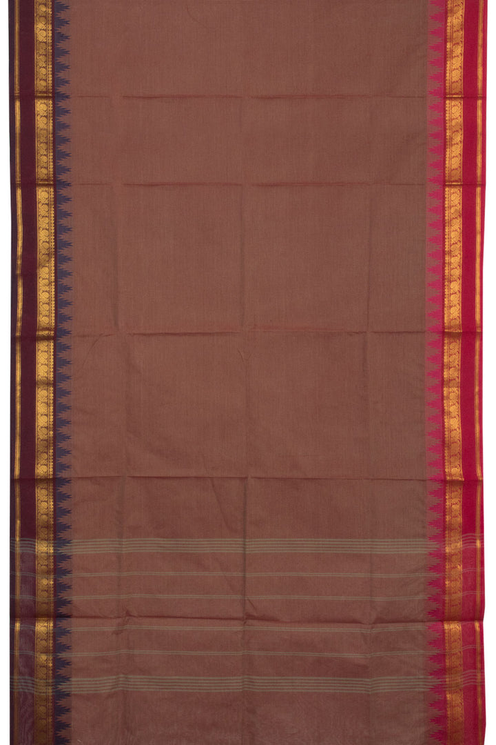 Rasberry Chocolate Brown Handloom Chettinad Cotton Saree-Avishya