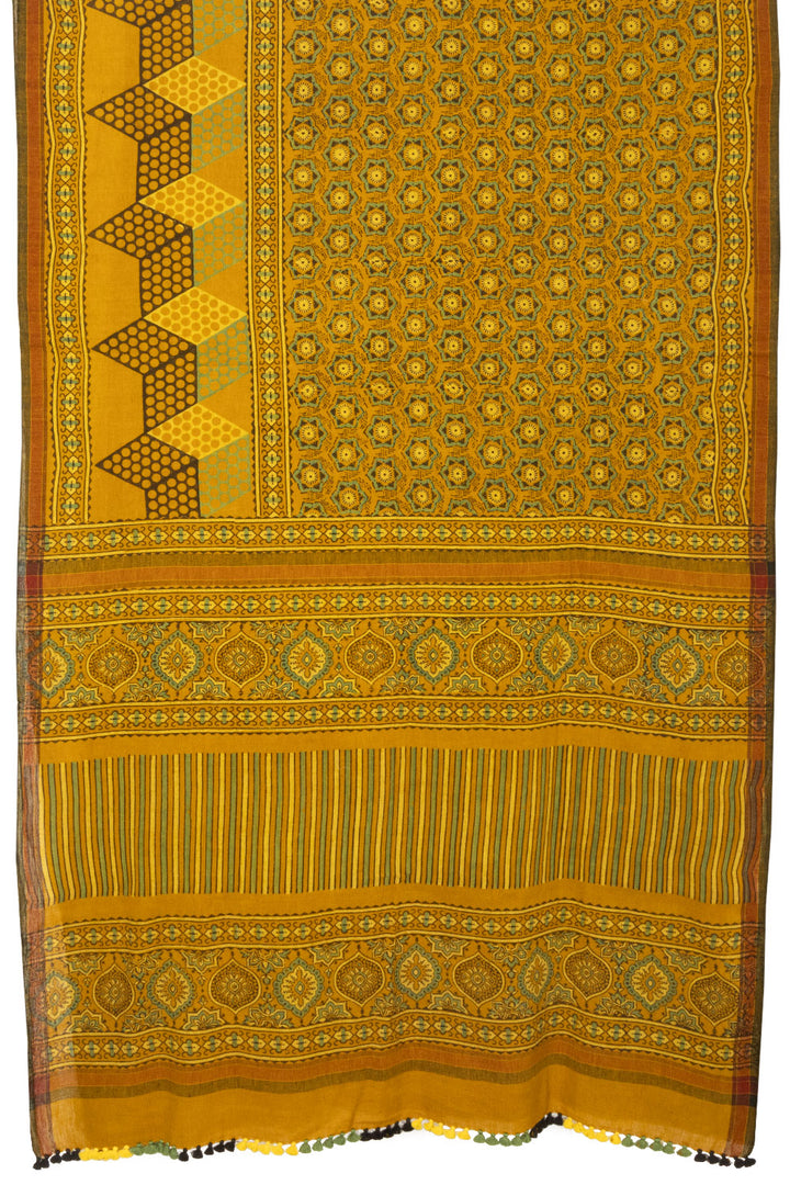 Yellow Handloom Bhujodi Kala Cotton Saree - Avishya