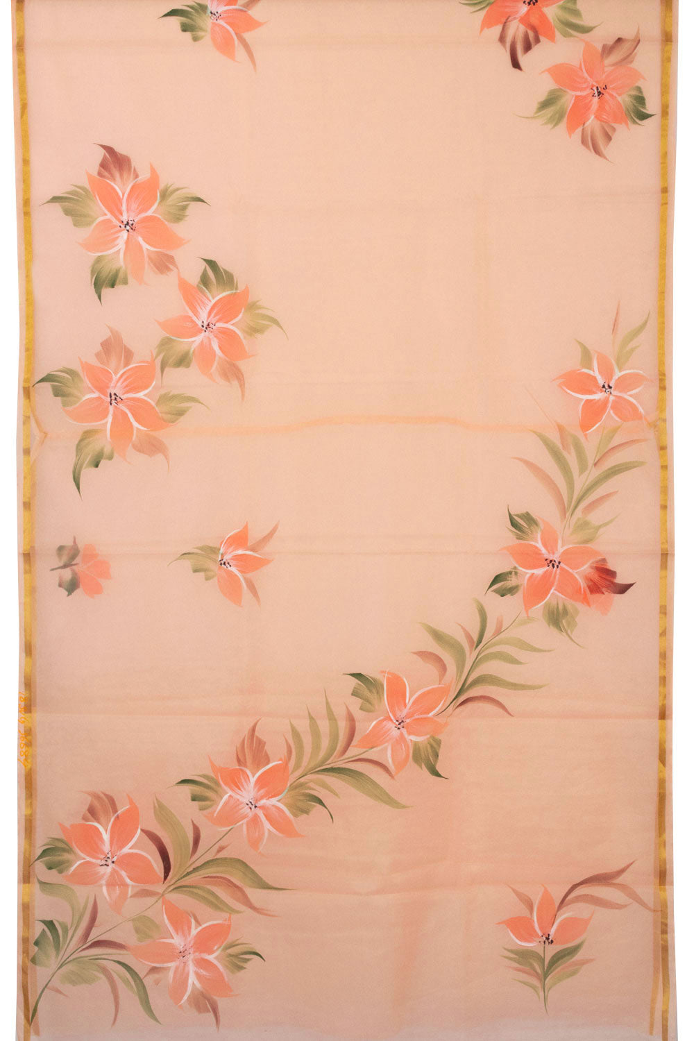 Peach Hand Painted Organza Saree - Avishya