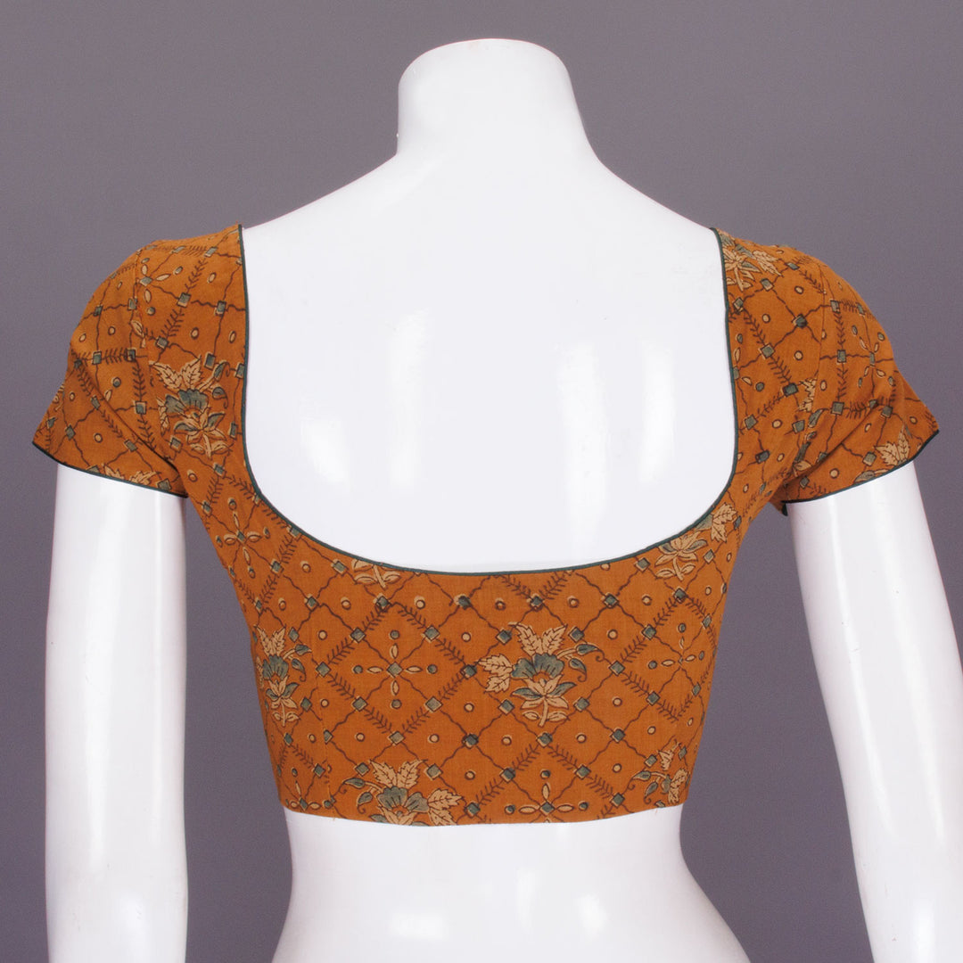 Brown Printed Cotton Blouse - Avishya