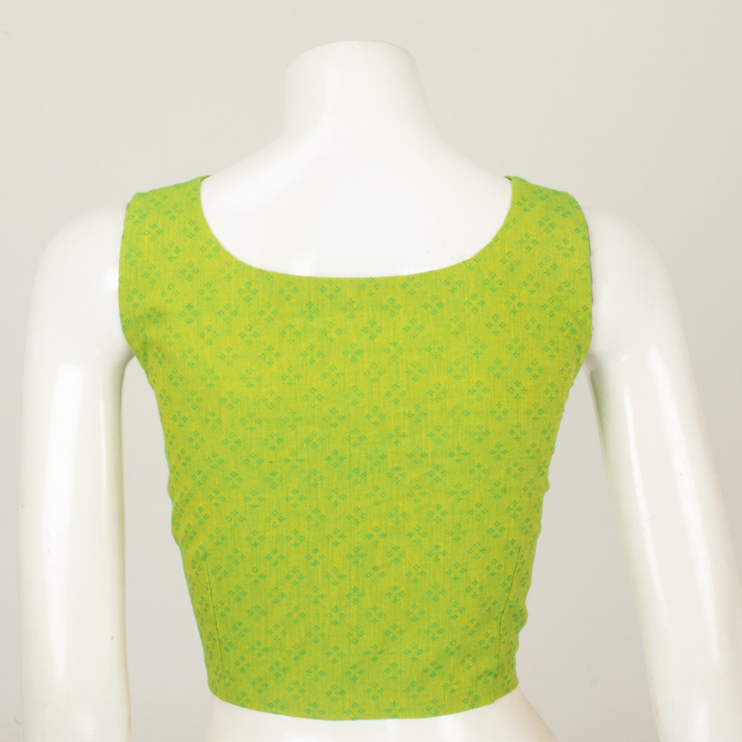 Green Handwoven Sleeveless Cotton Blouse - Avishya