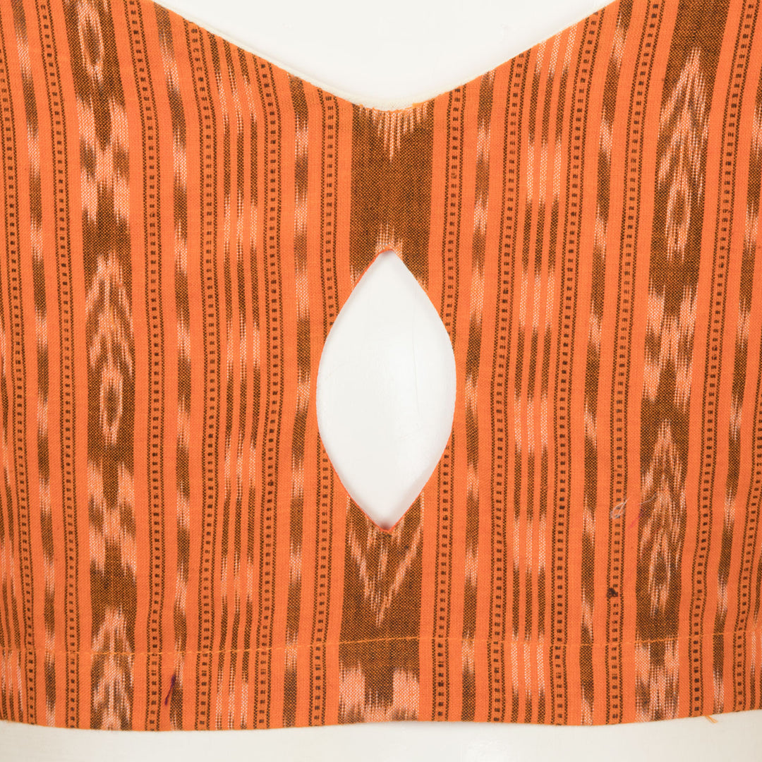 Orange Handcrafted Sleeveless Cotton Blouse - Avishya