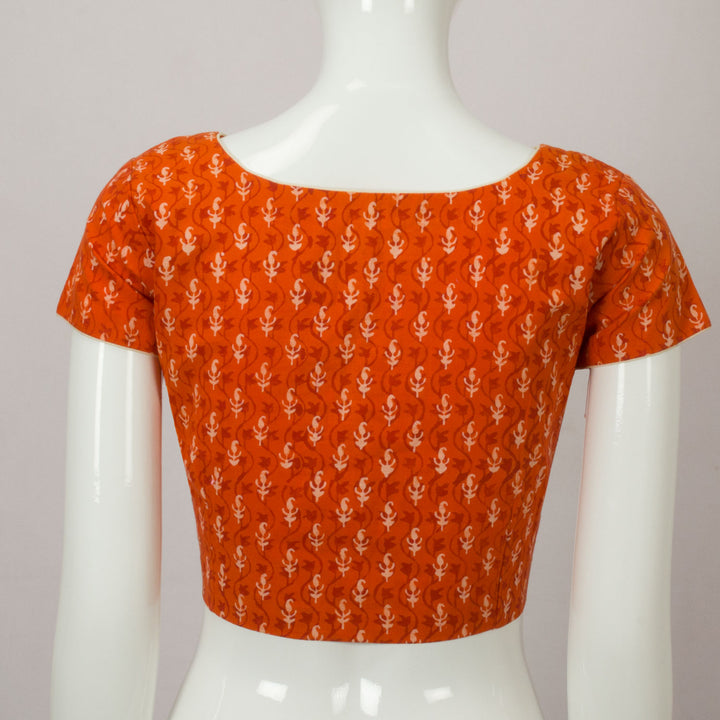 Orange Hand Block Printed Cotton Blouse - Avishya