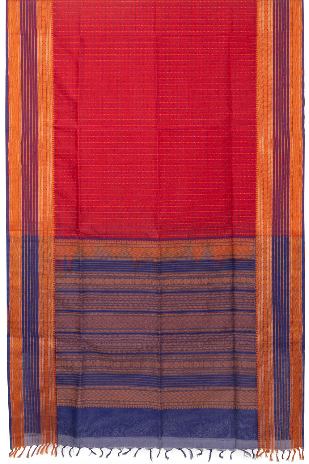 Red Handloom Kanchi Silk Cotton Saree - Avishya